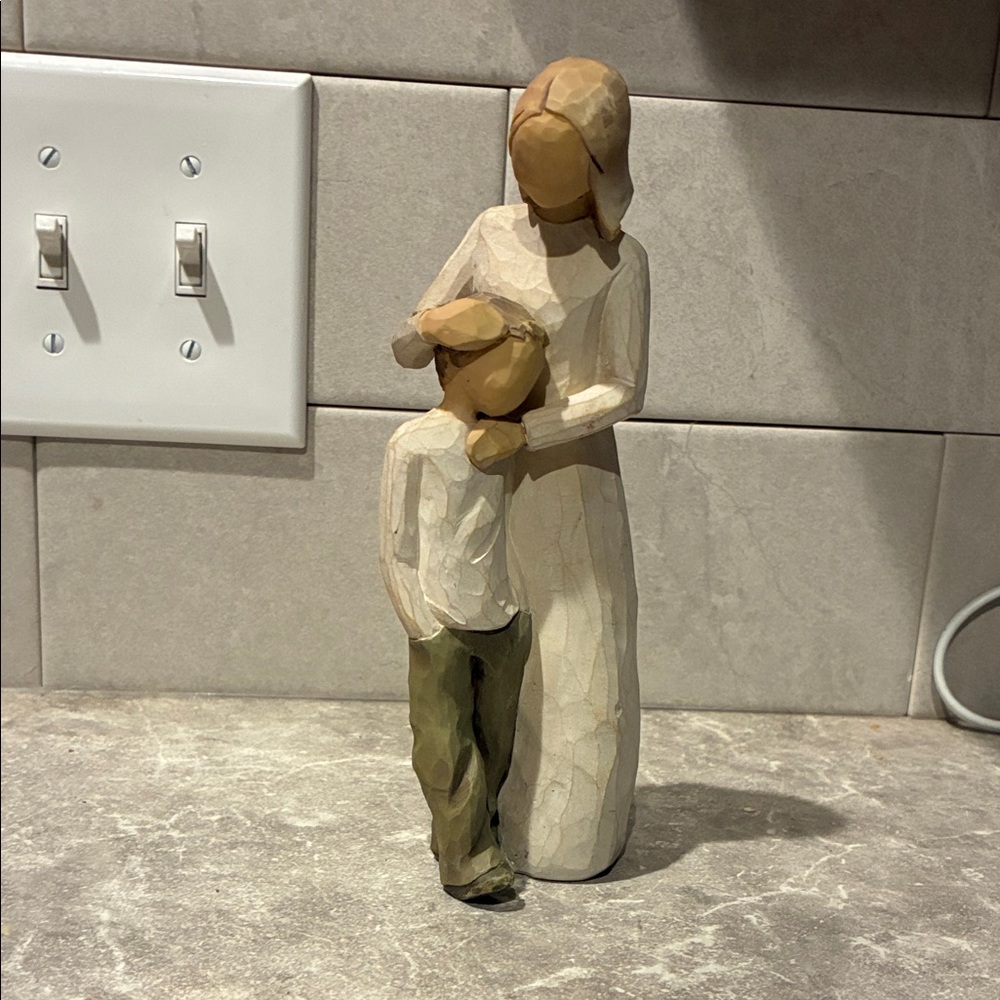 Willow Tree Mother and Son Sculpture in Cream and Brown